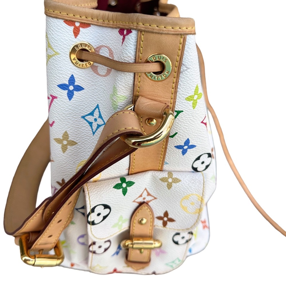 Louis Vuitton Petit Noe Bucket Bag Shoulder Hobo Monogram Multicolor Blanc White - Picture 10 of 12